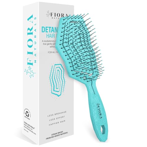 Fiora Naturals Hair Detangling Brush -100% Bio-Friendly Detangler hair brush w/Ultra-soft Bristles- Glide Through Tangles with E