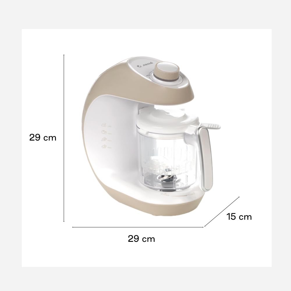 Jané Chefkiss, Robot Cocina Bebé, Multifunción 7 en 1, Procesador Alimentos, Cocina al Vapor, Descongela, Recalienta, Esteriliza, Bate, Mezcla