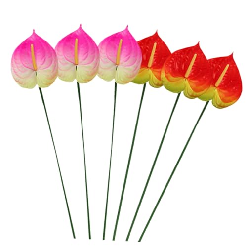 Gatuida 6 Piezas Flores Artificiales de Anthurium Decoración Interior DIY Plantas Falsas Realistas para Centro de Mesa Accesorios para Arreglos Decoración Hogar Oficina