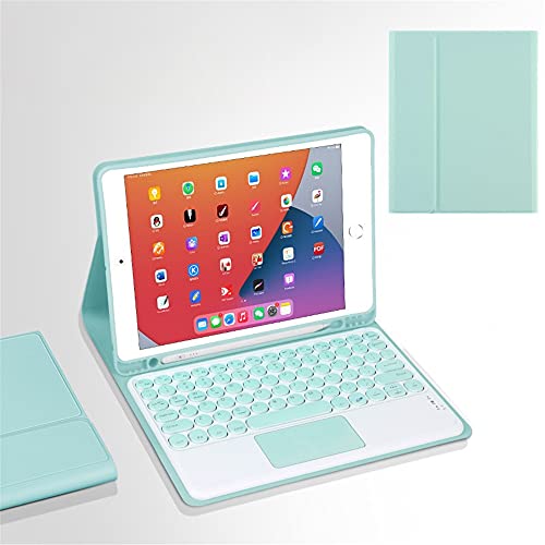 可愛い iPad Air Air2 iPad6 iPad5キーボード ケース タッチパッド付き スタンド機能 丸型キー 第6世代 第5世代 アイパッド9.7インチ カバー ケース ペンシル収納可能 かわいい 薄型 マグネット 分離式 Bluetoothキー