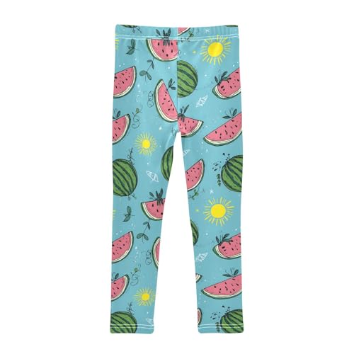 Summer Watermelon Sun Girls Leggings Ultra Soft Compression Yoga Gym Pants for Kids 4-10T2