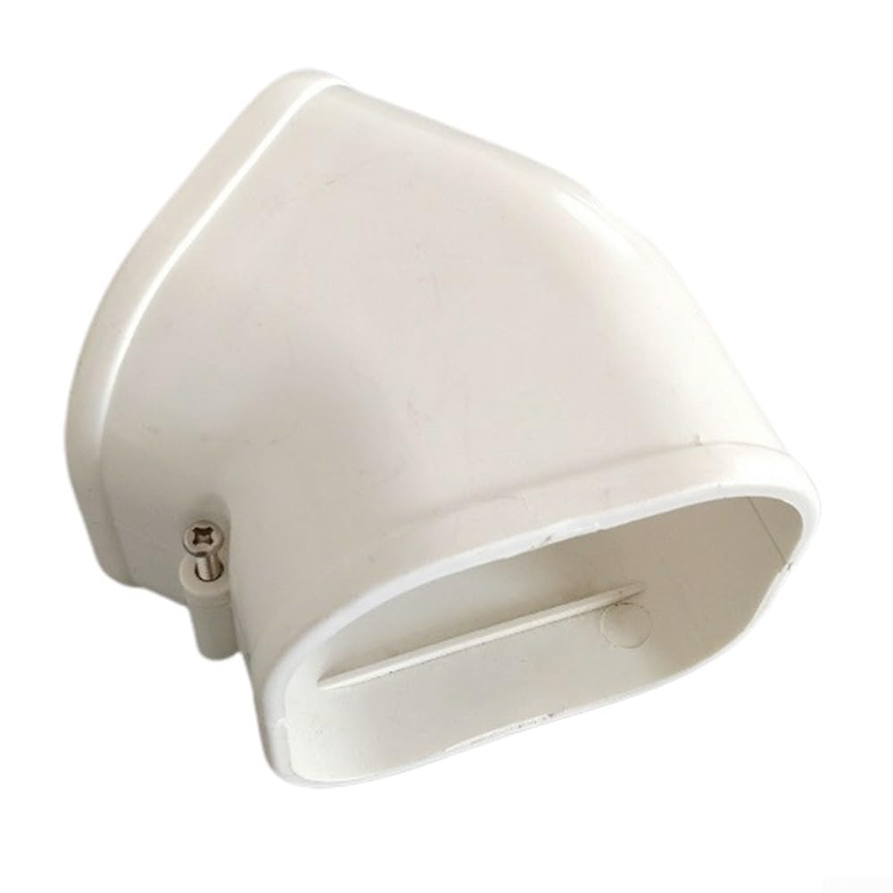 Air Con Pipe Cover and AC Line Set Concealer for Split System Trunking, Central Air Duct with PVC Wall Entry Cap, Weatherproof Cable Guard, 90 Degree Flat Elbow for Outdoor Unit(135°Flat Elbow)