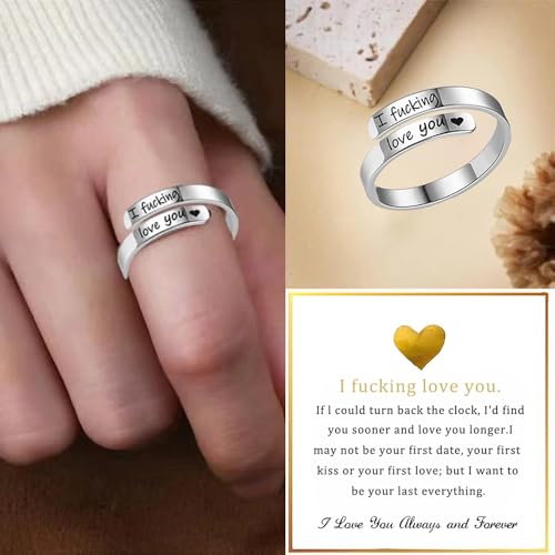 I F♡cking Love You Ring For Women, Hope Rings Adjustable Stainless Steel Silver Promise Jewelry Gift2
