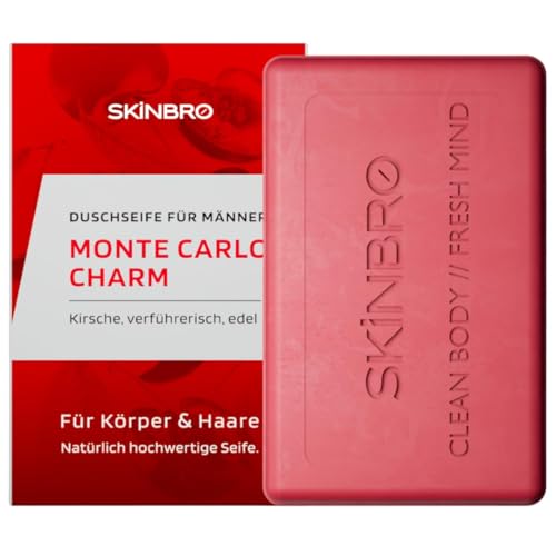 SKINBRO Festes Duschgel Männer Monte Carlo Charm - Duschseife Männer Verführerisch Edel - Made in Germany Shampoo Herren Vegan & Nachhaltig- Silikonfrei Seife Stück feste Seife Naturseife 100g
