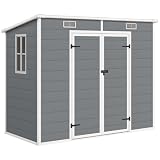 Outsunny Casetta da Giardino 2.54m² in PP e Alluminio con Pavimento Grigio