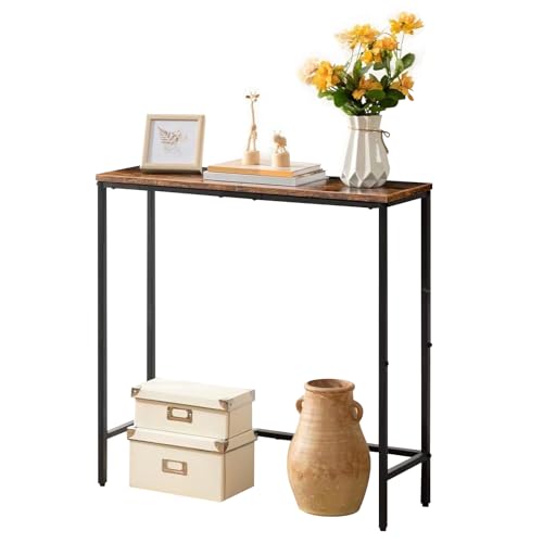 Beauenty Narrow Console Table 75cm Small Entryway Table Thin Sofa Table Side Table Display Table for Hallway Bedroom Living Room Foyer (Brown 75cm L x 24cm W x 75cm H)