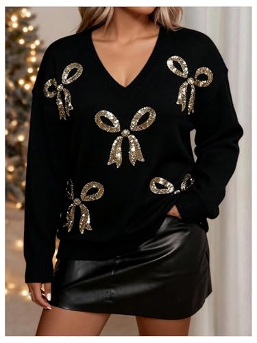 Image of GORGLITTER Women's Plus Size American Flag Sweater Fall Chunky Oversized Long Sleeve Crew Neck Knit Tops