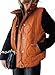 EVALESS Womens Casual Cropped Puffer Vest Fall 2025 Lightweight Quilted Stand Collar Sleeveless Button Down Jackets Winter Warm Coat Outerwear Gilet with Pockets Orange Large