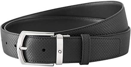 Montblanc Belt Contemporary Line Curved Reat Shiny Pall Pin Black Extreme Leahter Strap 116714