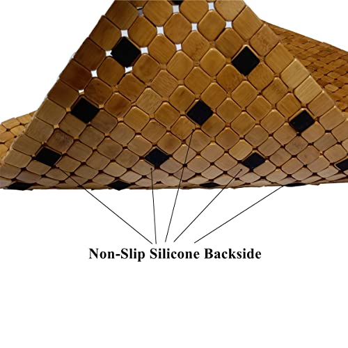 Hjjkkh Bamboo Bath Mat With 23.6X35.4 Inch,Nature Bamboo Wooden Bathroom Mat,Non Slip And Foldable Floor Shower Bath Mat For Bathroom,Bathtub,Shower,Sauna,Hot Tub #TOP4