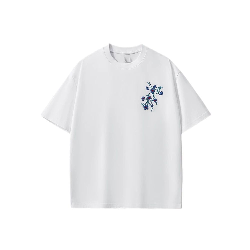 Męski bawełniany t-shirt z okrągłym dekoltem w stylu chińskim