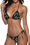 Heucapc Novelty Swimsuit Women's Pineapple Swimsuit - Removable Chest Pads Women's Halter Triangle Bikini Set