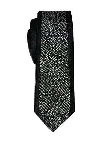 Remo Sartori   Corbata Slim Estrecha Fantasía Príncipe de Gales, Made in Italy, Hombre, Negro , Talla única
