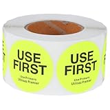 Baluue Rollo de 1 Etiqueta Adhesiva Circular Fluorescente para Control de Inventario Etiquetas Organizadoras de Cocina para Alimentos Adhesivo para Restaurantes y Almacenamiento