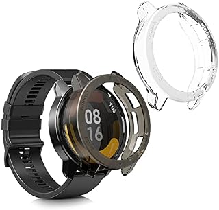 kwmobile Osłona ramy kompatybilna z Xiaomi Watch S1 Active Cover (2-pak) - przezroczyste silikonowe etui - czarne/przezroczyste