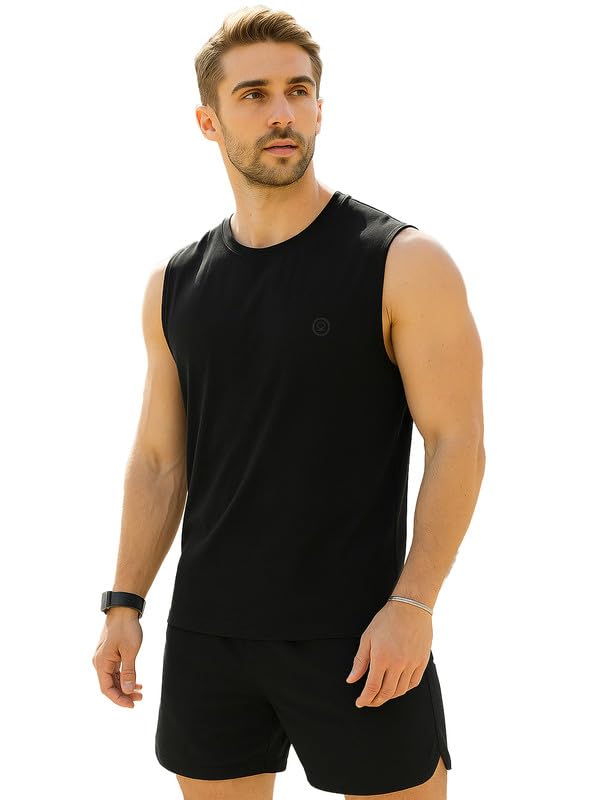 Tank Tops Sleeveless T-Shirt for Men Gym Wear Vest Solid Stylish Round Neck Running Sando for Sports Workout Fitness & Casual or Beach Wear