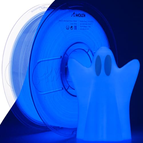 Image of AMOLEN 3D PLA Printer Filament, 1.75mm Glow in The Dark Blue PLA Filament for 3D Printing, Best with UV Lamps, 1kg Spool (2.2lbs), Dimensional Accuracy + /- 0.02 mm, Fit Most FDM 3D Printers