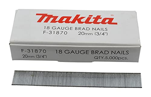 Clous tête homme mini brads 18 Ga galvanisés 20 mm pour cloueur (5000 pcs) - MAKITA F-31870