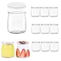 Gttyowyin 200 ml Durchsichtige Joghurtgläser mit Deckel (12 Stück), Mehrzweck-Nachtischgläser für Marmelade, Honig, Desserts, Kerzen, Spülmaschinen-, Gefrierschrank- & Mikrowellenfest, BPA-Frei