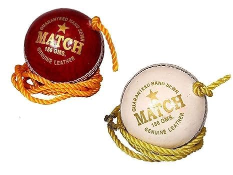 Qodel Right Choice Cricket Practice Ball, Genuine Leather, with Rope, Red and White-picture-12
