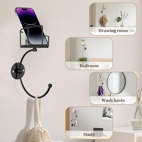 Hand Towel Holder for Bathroom with Vintage Wall Mounted Candle Holder, Rustproof Anti-Corrosion Alloy Unique Black Towel Hook, Sturdy Coat Hanger for Vintage Kitchen Bathroom Decor and Accessories