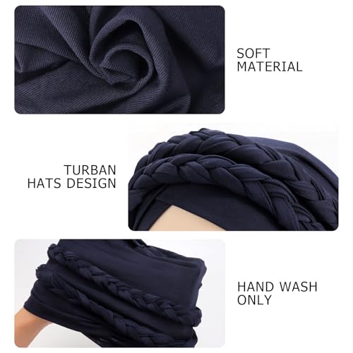 Image of DRESHOW African Women Turban Caps Beanie Twist Headscarf Pre-Tied Double Twisted Braid Hair Cover Wrap Hat Chemo Cancer Cap