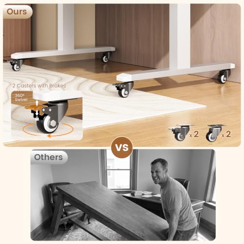 Image of SEDETA 31.5 Inches Foldable Electric Standing Desk, 180 Tiltable Mobile Rising Computer Desk Height Adjustable with Wheels for Drawing /Writing /Gaming /Study /Home Office /Small Space, White