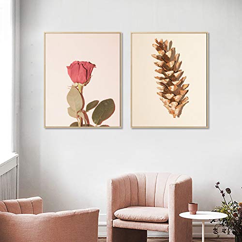 Affiche et Impression de Mode Toile Rose Morandi Fleur Grand Format 60x80