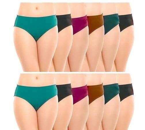 Kineret Women's Solid Regular Fit Cotton Stretchable Super-Soft Full Coverage Pack of 6 Panties (U_G_6028)