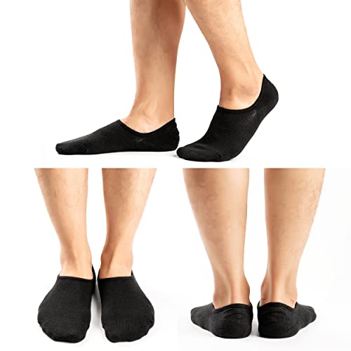 Mottee&Zconia No Show Ankle Low Cut Socks for Mens Basic Black Mesh Top Non slide Cotton Socks 6pack size8-113