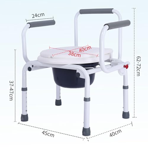 Chaise percée toilette réglable antidérapante avec dossier et seau blanc