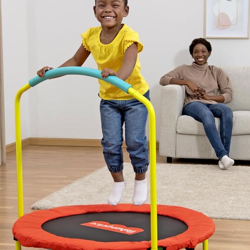 Fisher-Price Mini Trampoline, WonderJump 3ft Round Indoor Toddler Kids Trampoline with Stabilizing Handlebar - Image 4