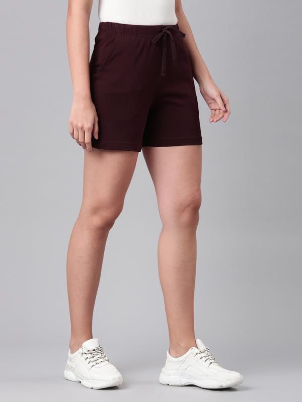 Image of GO COLORS Women Solid Mid Rise Relaxed Fit Casual Shorts