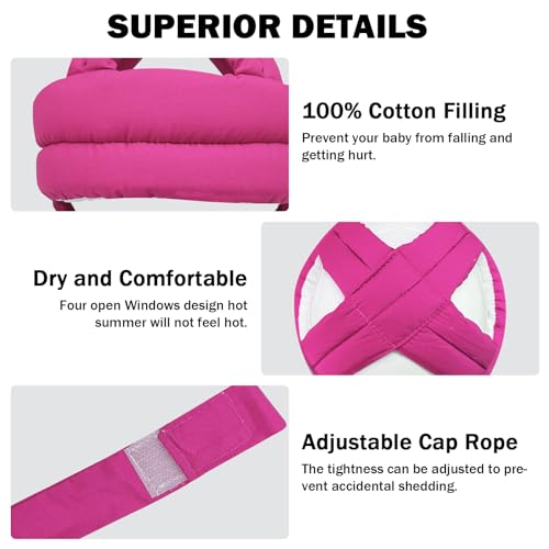 Image of Baby Head Protector Baby Helmet for Crawling Walking, No Bumps Safety Head Adjustable Protective Cap for Walking, Playing (Rose Red)