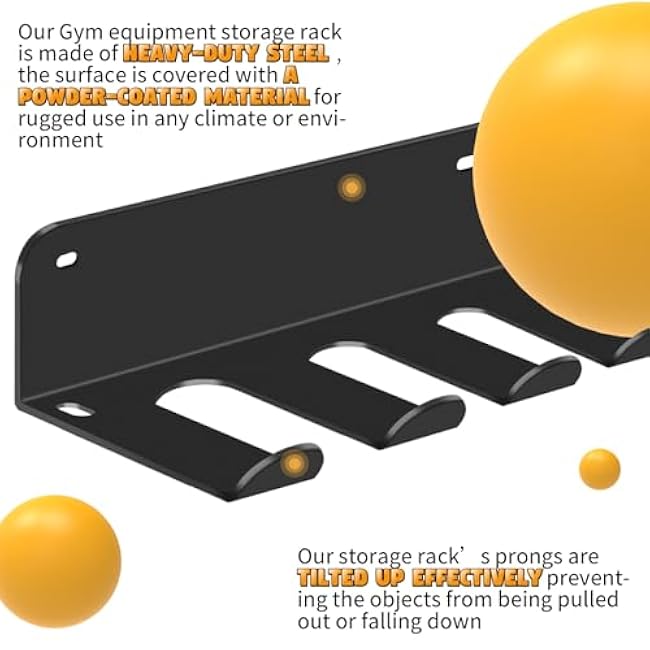 FizLig Gym Equipment Storage Rack - Multi-Purpose Home Gym Organization Storage Wall Mount for Resistance Bands, Jump Ropes, Lifting Belt, Chains, Barbells (16 / 8 Prongs)