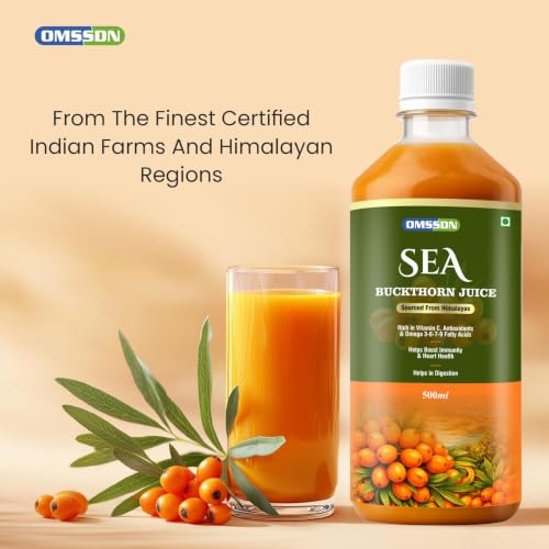 Image of Sea Buckthorn Juice, with Vitamin C, Omega 3-6-7-9 Fatty Acids & Antioxidants, Immunity & Gut Health Support, 500ml (Pack of 2)