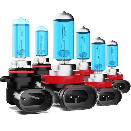 Image of Compatible With Chevy Chevrolet Silverado 2500 2008-2014 halogen headlight bulbs, 9005 /HB3 /H10 High Beam + H11 /H8 /H9 Low Beams + H11 Fog Lights,Plug N Play,6000K White,Pack of 6