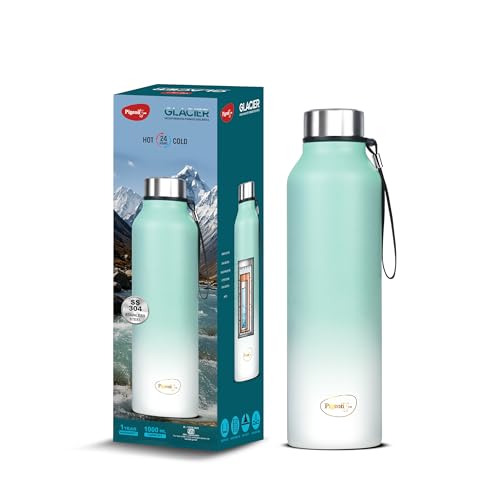 Image of Pigeon by Stovekraft Glacier 1000 ml Vacuum Wide Mouth Bottle, Hot & Cold Retention & Leak Proof (Teal Blue)