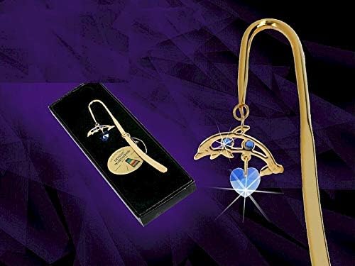 Dolphin bookmark figurine embellished with blue crystals from Swarovski