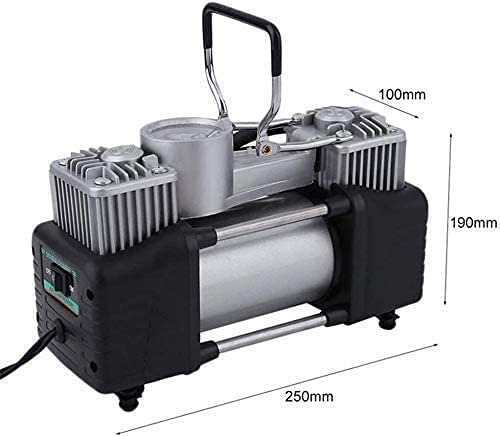 Image of Heavy Duty 12V Car Tyre Inflator Air Compressor Pump with Double Cylinder, 150 PSI Metal Body Portable Air Pump for Car, Bike, SUV, Jeep, Bicycle & Balls | Fast Inflation with Pressure Gauge