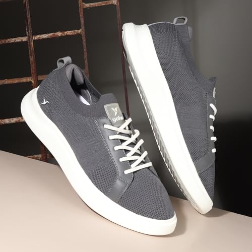 Image of YOHO Trip Sneakers for Men | Stylish Casual Shoes with Elastic Laces | Comfortable, Stretchable & Ultra-Lightweight | Premium Breathable Mesh Fabric