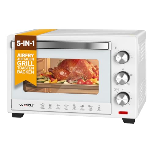 WOLTU Mini Four 28 L, 1600 W, 100-230°C, Minuterie 0-60 min, 3 Modes de Cuisine, Plaque de Cuisson, Grille, Lèchefrite, pour Cuire Rôtir Décongeler...