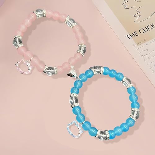 Image of ARISTAL Jewellery Spiderman Kitty Magnetic Friendship Bracelets, Couple's Bracelets, Valentine's Day Gifts for BFF, BF, GF, Women, Men, Girls, Kids