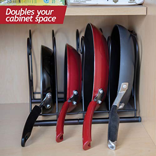 pan organizer and pot lid organizer (6 Tier) SET OF 2 Bronze - Free standing pots and pans organizer - pan rack includes vertical or horizontal to keep pots and pans storage