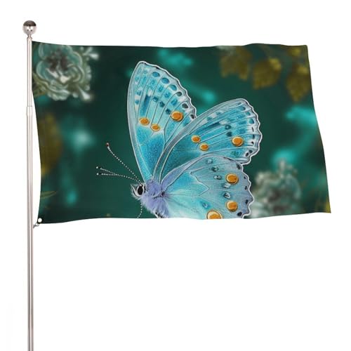 Drapeau papillon bleu de jardin 90x150 cm pour décoration de cour