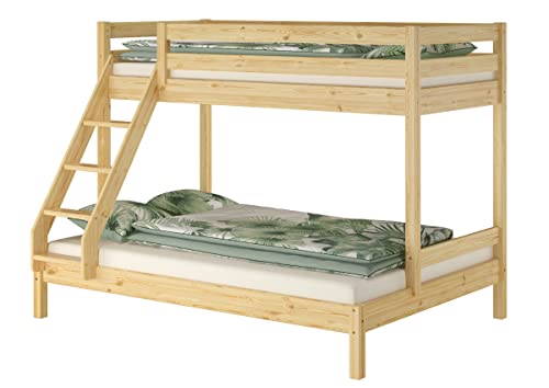 Erst-Holz Sei Varianti Letto a Castello 3 posti 140x200 e 90x200 x Adulti, Pino Massiccio V-60.18-09-14, Accessori:Doghe in Assi di Legno rigide e Materasso Erst-Holz Sei Varianti Letto a Castello 3 posti 140x200 e 90x200 x Adulti, Pino Massiccio V-60.18-09-14, Accessori:Doghe in Assi di Legno rigide e Materasso