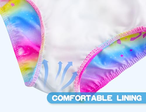 Image of Snowheart Girls Swimsuit One Piece Bathing Suit Kids Quick Dry Shoudler Ruffle Floral Swimwear for 3-12 Years Old