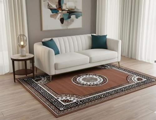 Image of Soft Modern Washable Beautiful Acrylic Rugs for Home Decor Living Room 5x7 Feet (150 x 200 Cm) Gold Color, rectangular