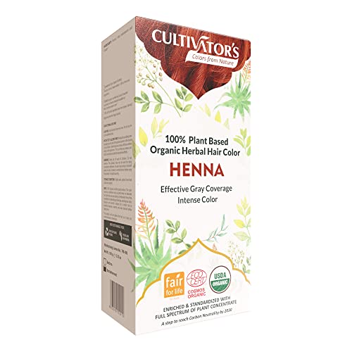 Cultivator's 100% Organic USDA Certified Henna Powder for Hair | Natural Henna powder for hair color and growth | henna powder for hair - No chemical or additive | Lawsonia Inermis - 3.5 Ounce