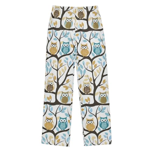 Owl and Trees Boys Long Pants Soft Trousers Elastic Waist Kids Lounge Bottoms with Pockets S-XL